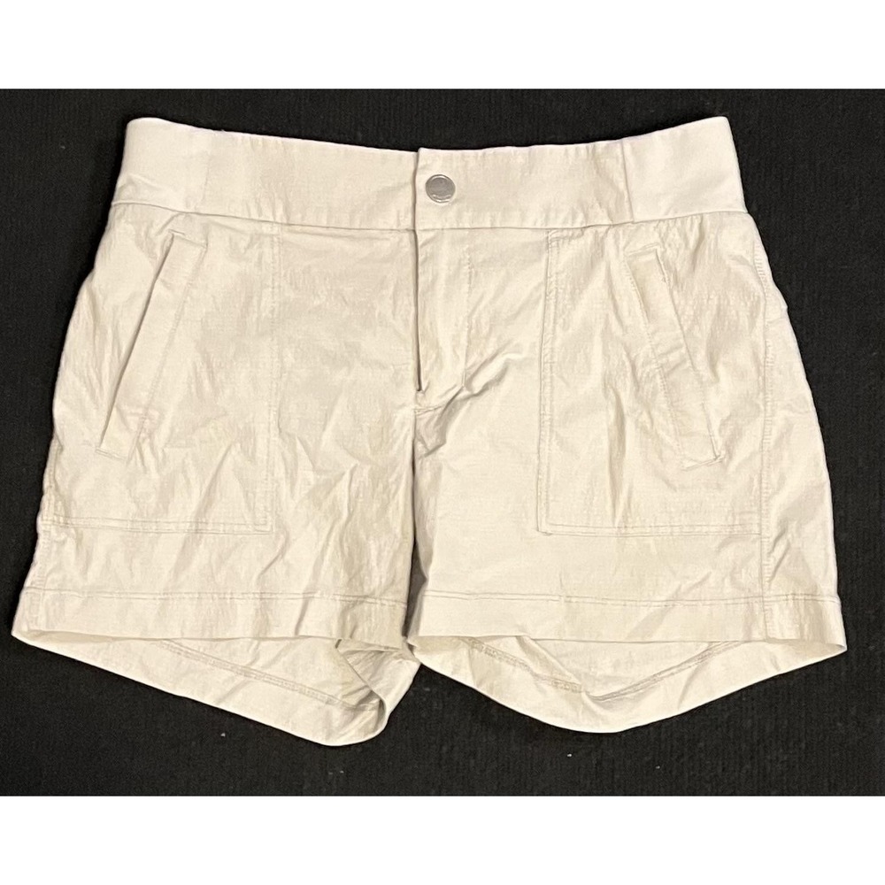 Athleta Shorts Womens 2 Khaki Lightweight Hiking Walking Elastic Waist Pockets - Picture 4 of 9